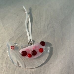 Pink and Red Glass Bird Ornament